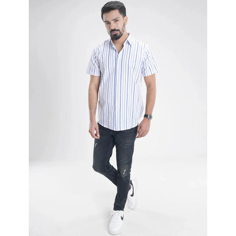 Cotton Half Sleeve Casual Shirt For Men - White - TMS-SS-43