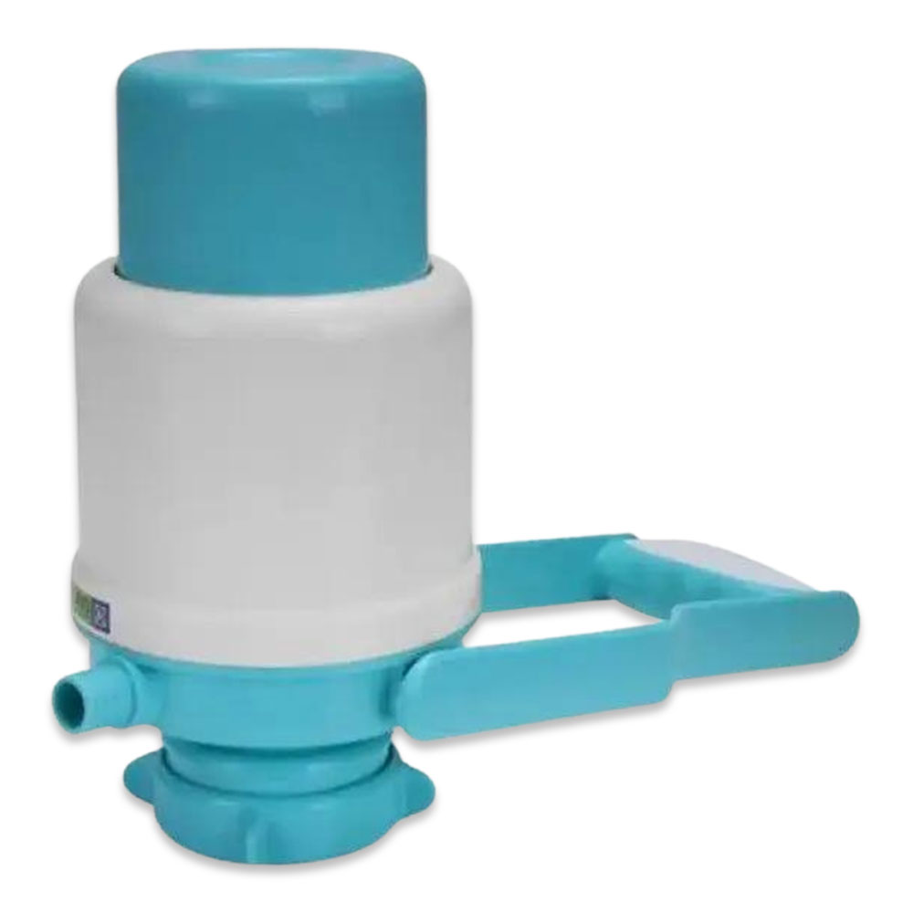 Hand Press Pump Bottled Water Dispenser - White and Blue