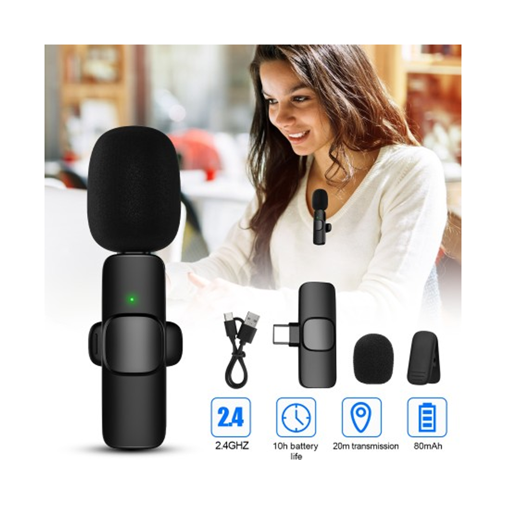 K8 Portable Wireless Microphone - Black