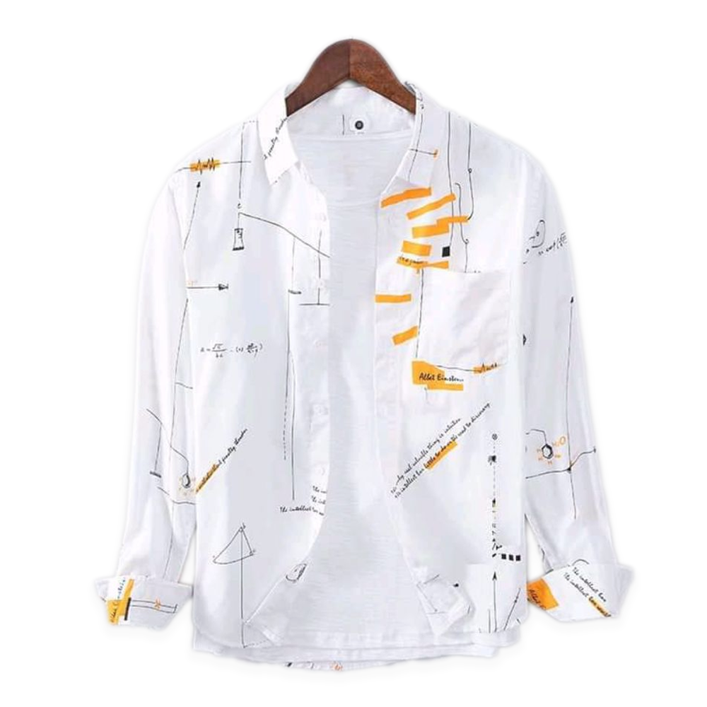 Cotton Printed Full Sleeve Casual Shirt For Men White NF006