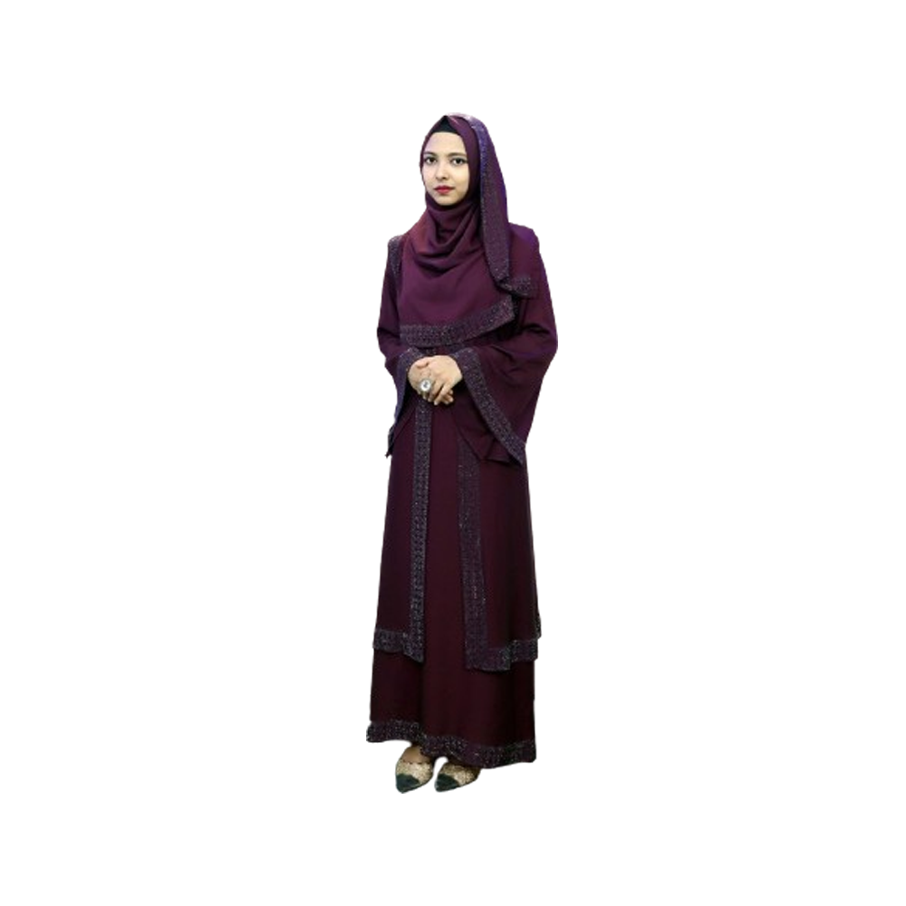 Dubai Cherry Abaya Borkha With Hijab For Women - Dark Magenta - BK-K55