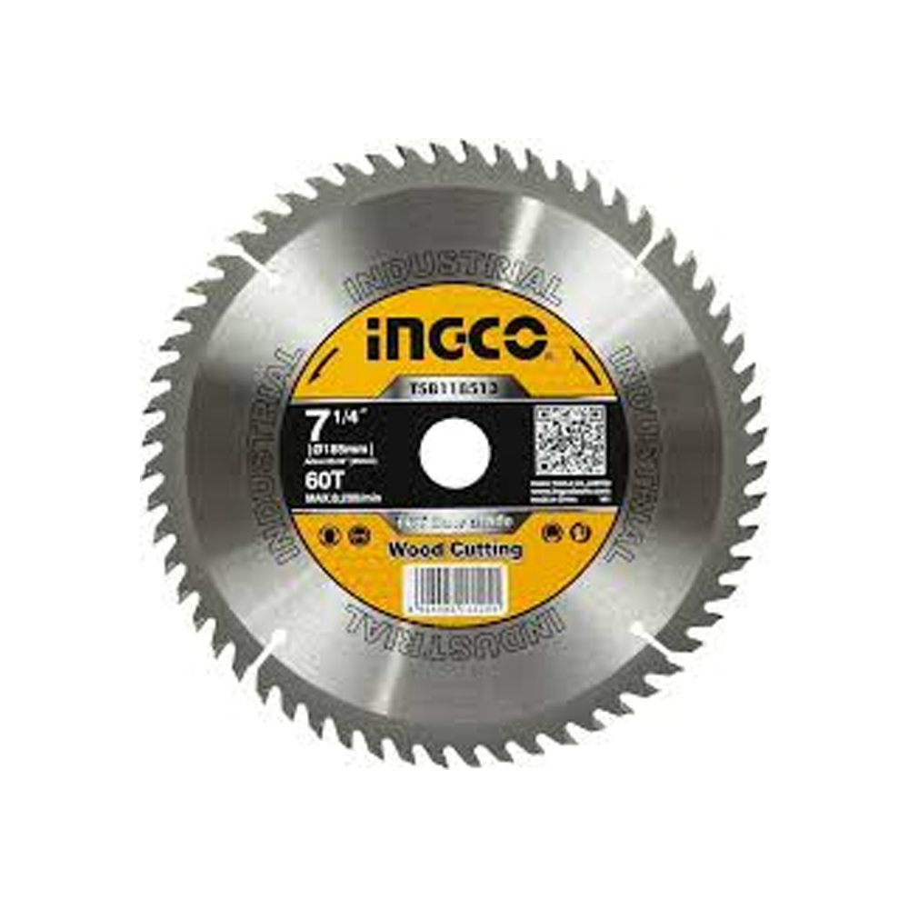 Ingco TSB118513 Industrial Wood Cutting Circular Saw Blade - 7 Inch - Silver