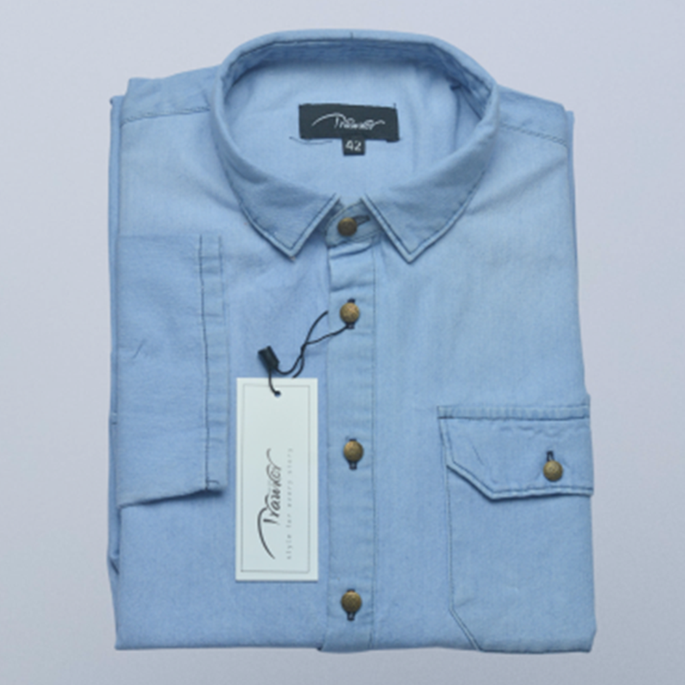 Trawker Denim Panjabi for Men - Sky Blue - PJ13