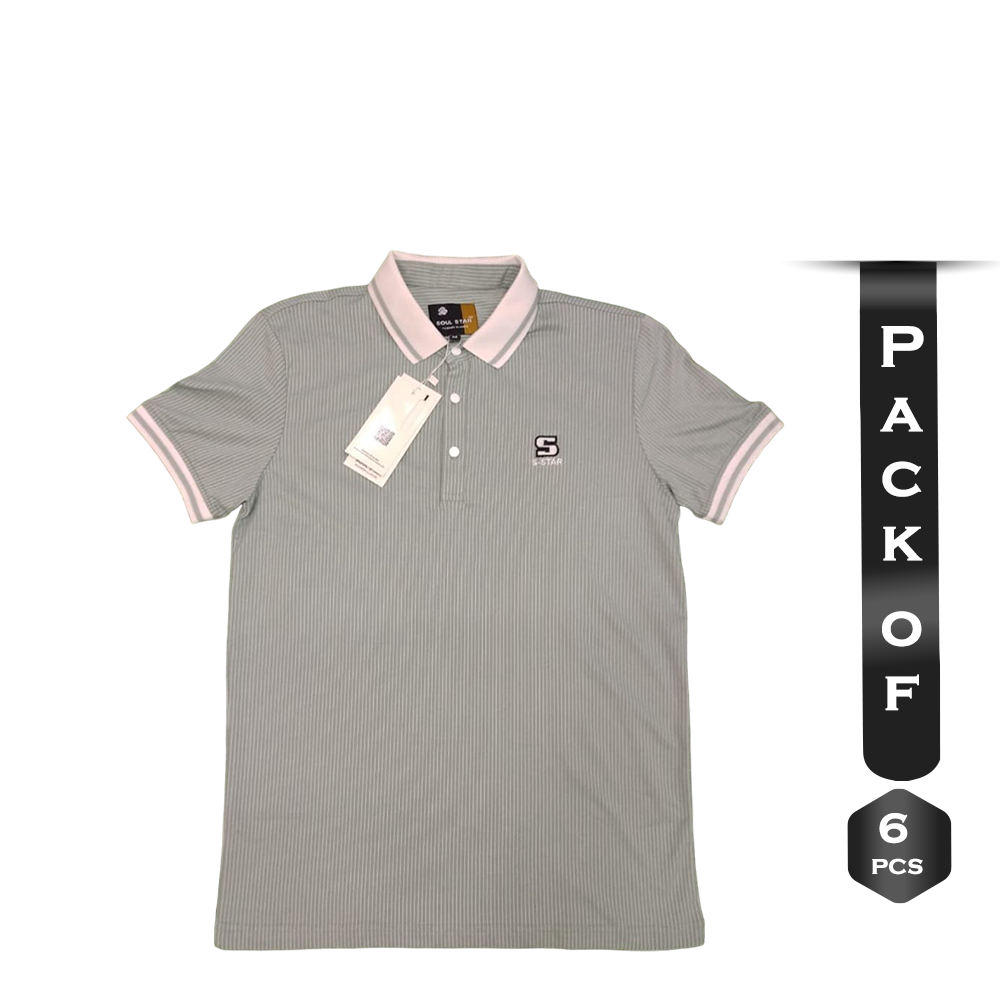 Pack Of 6 Pcs Cotton Polo For Men - Gray