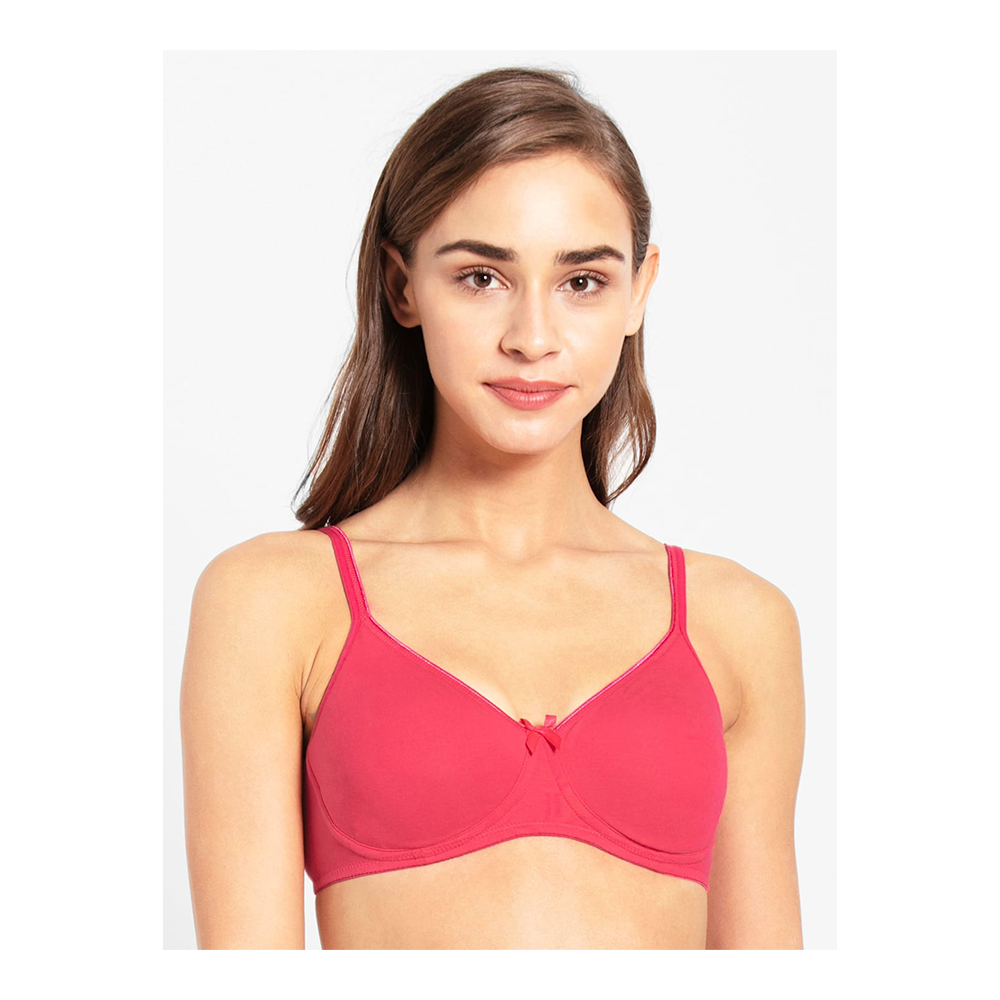 Super Combed Cotton Wirefree Non Padded Bra For Women - Ruby