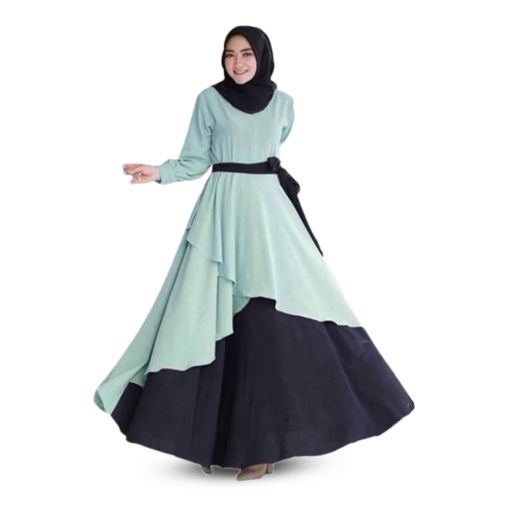 Dubai Cherry Borkha with Hijab - Paste and Black - BK-48