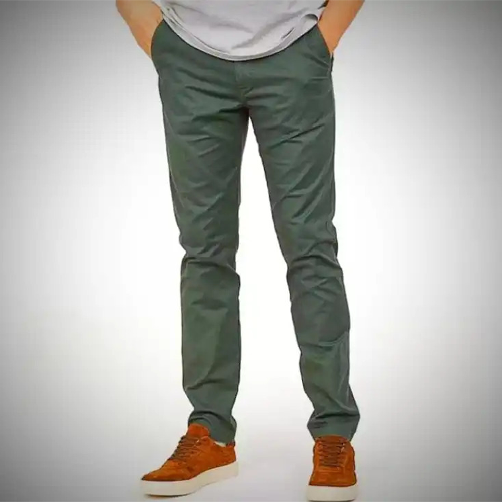 Cotton Semi Stretched Chinos Gabardine Pant For Men - Light Gray - PGS011