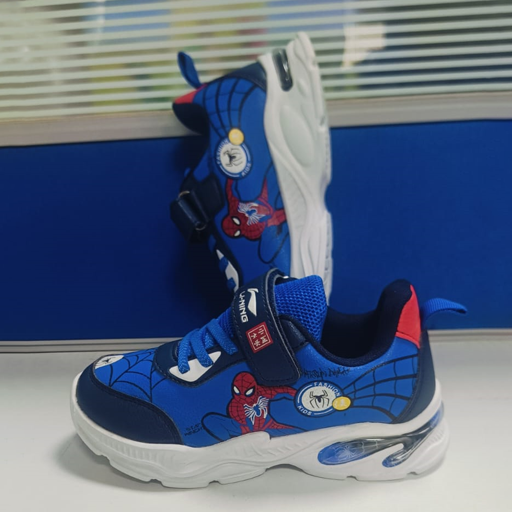 Kids Spider Man Themed Sports Sneakers - Blue & Black