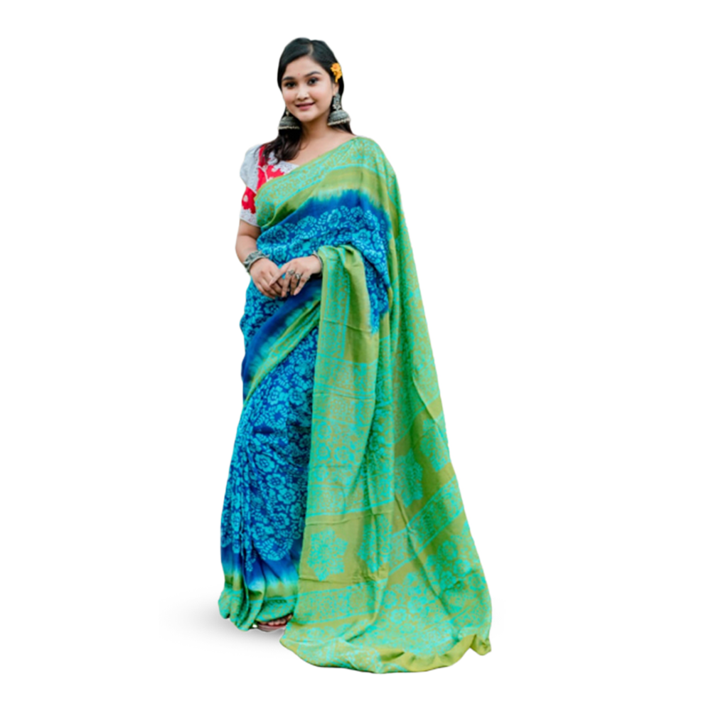 Silk Batik Saree with Blouse Piece - Multicolor - SB-N25