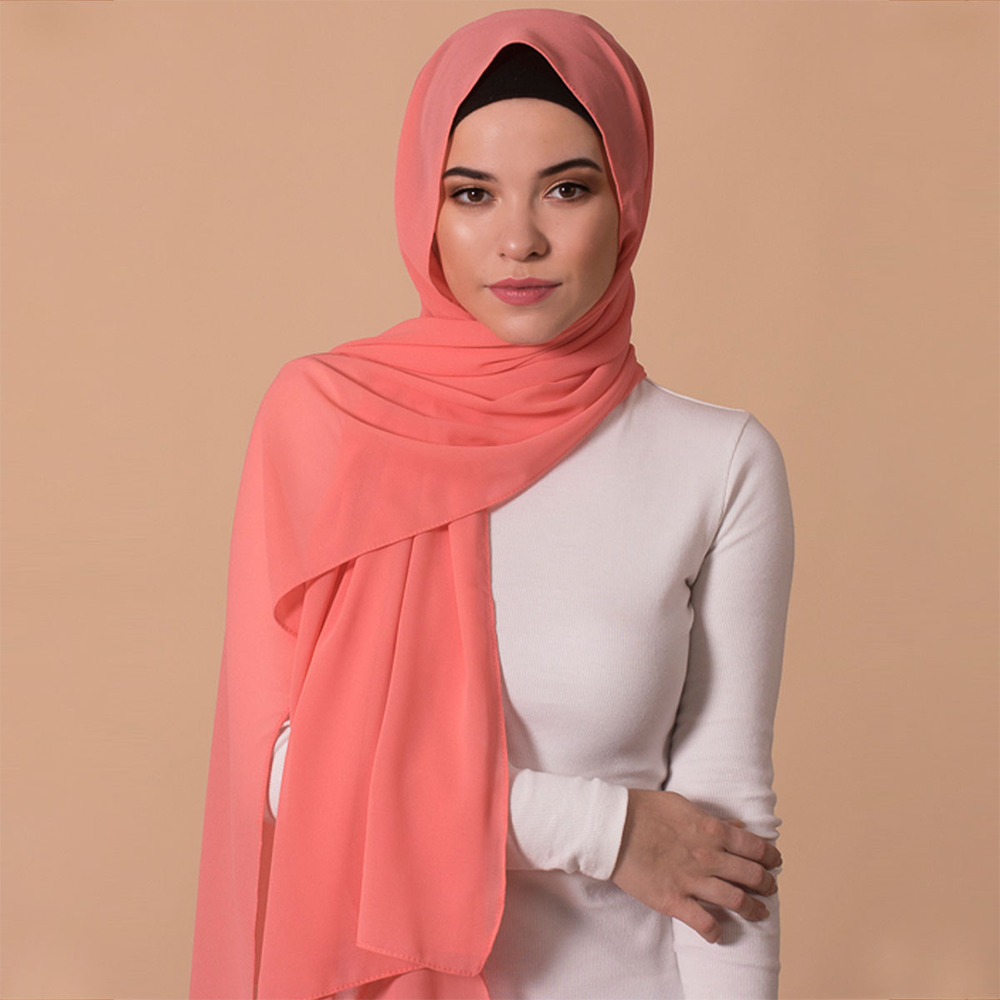 Georgette Hijab For Women - Light Coral
