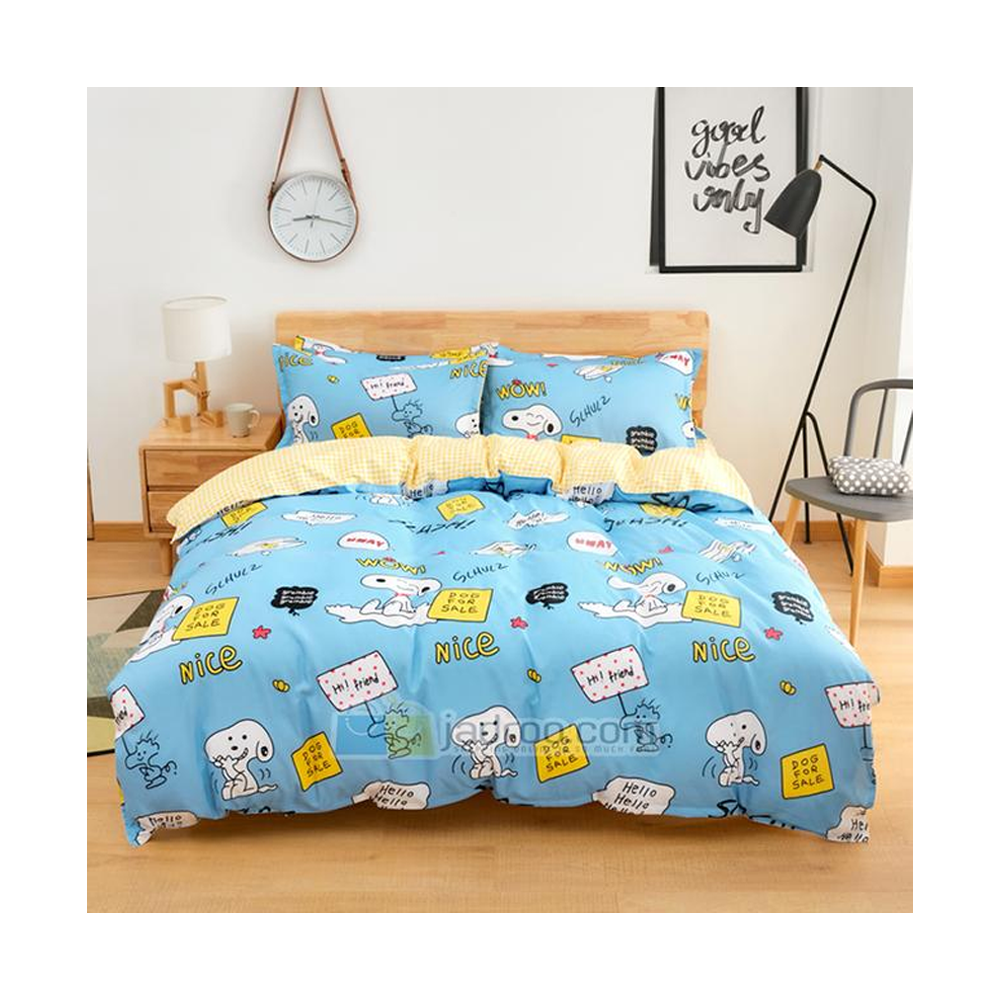  Aloe Cotton King Size Droopy Kids Bed Sheet Cover - 4 Pcs Set - Sky Blue -  C007208