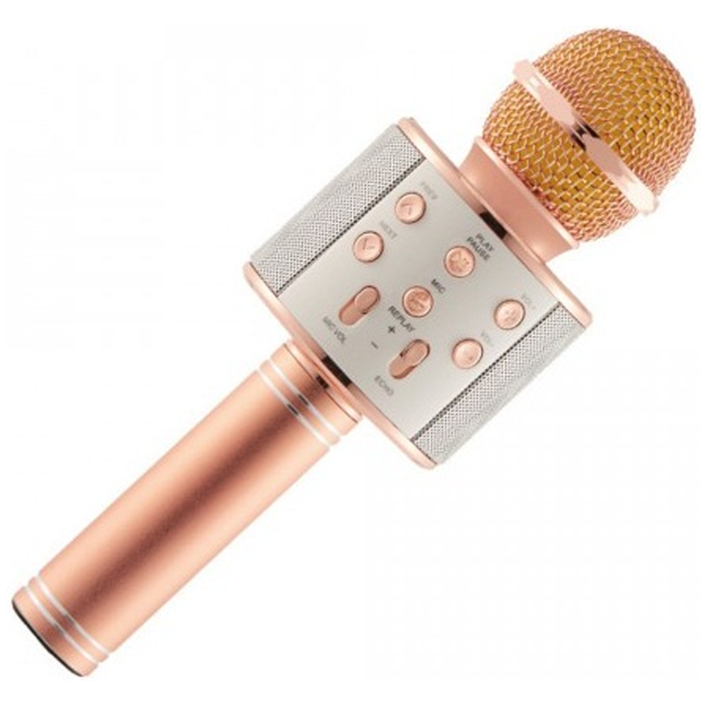 WSTR WS 858 Wireless Bluetooth Karaoke Microphone With Speaker - Golden