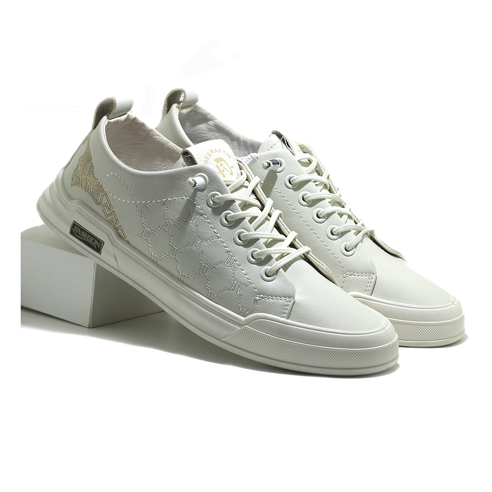 Pu Leather Sneaker Shoe For Men - Cream - MSK 283