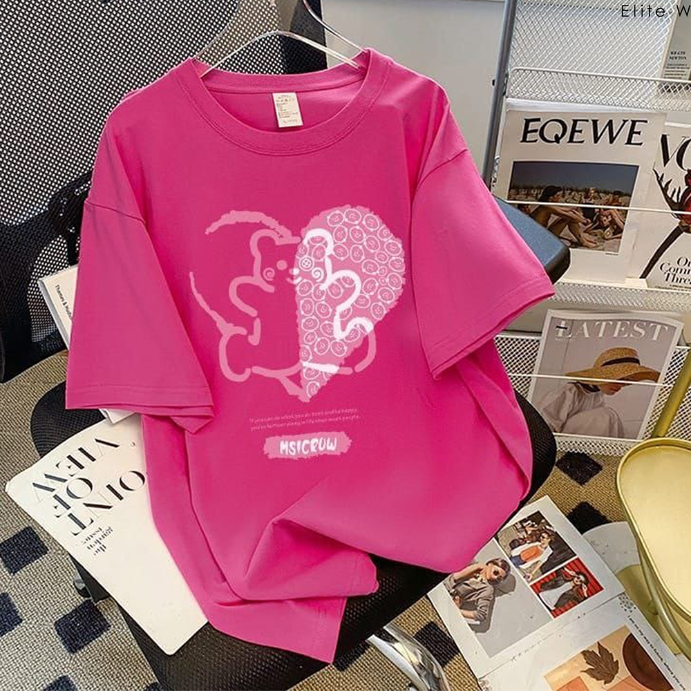 Cotton T-shirt for Women - Pink - FT-23