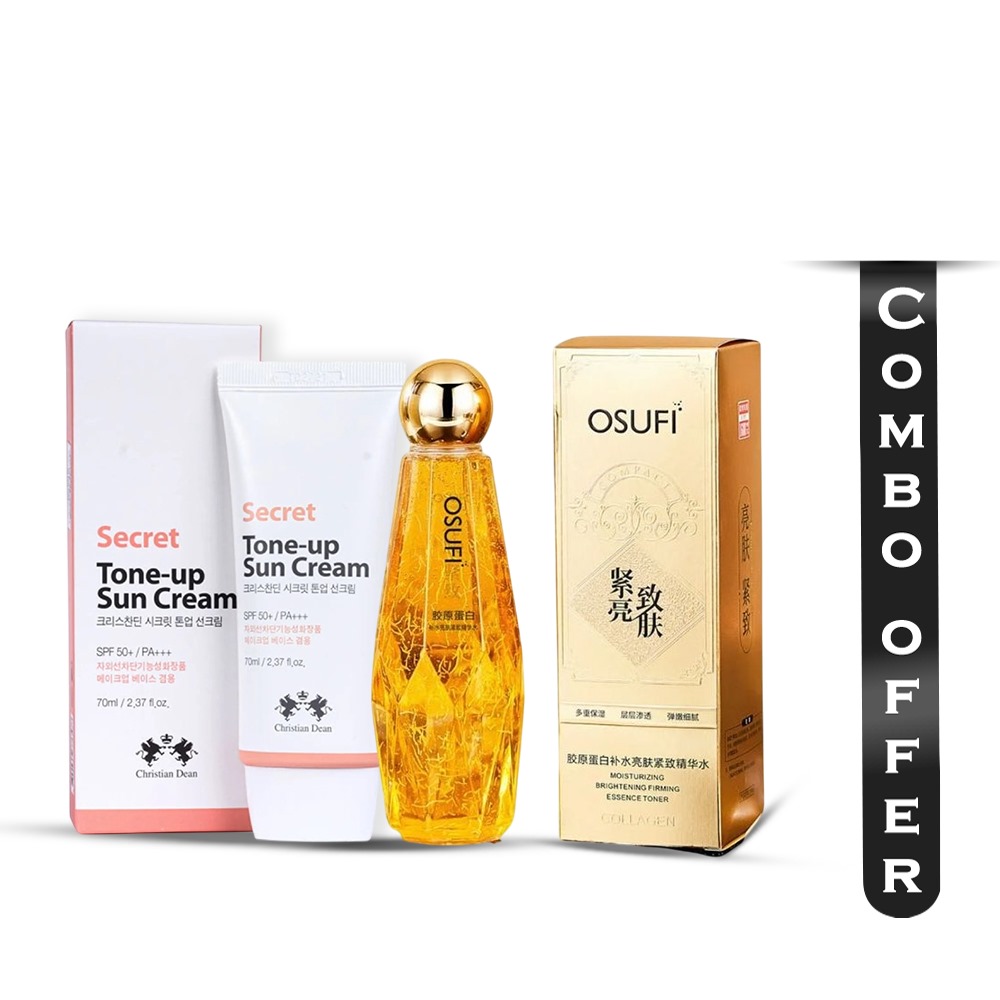 Combo of Osufi Collegen Brightening Toner Serum - 300ml and Secret Tone-Up Sun Cream - 70ml