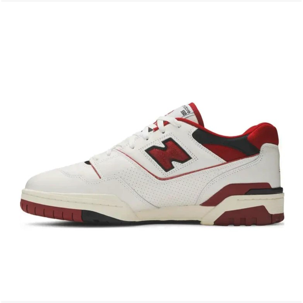 NB 550 Leather Synthetic Sneaker For Men - White and Red
