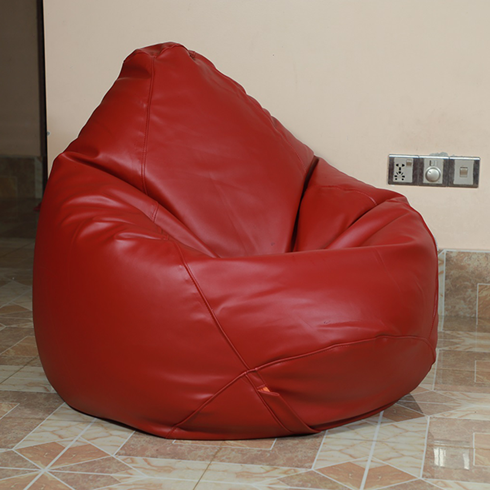 Leather Bean Bag XXXL With Extended Back Support - Maroon - APL3MR