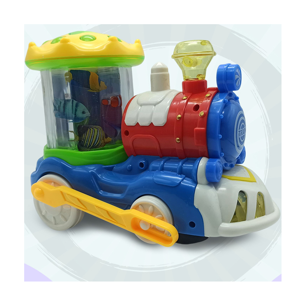 Bump and Go Musical Engine Toy With Fish Tank Rotating Train With 3D Light and Sound - 197033382