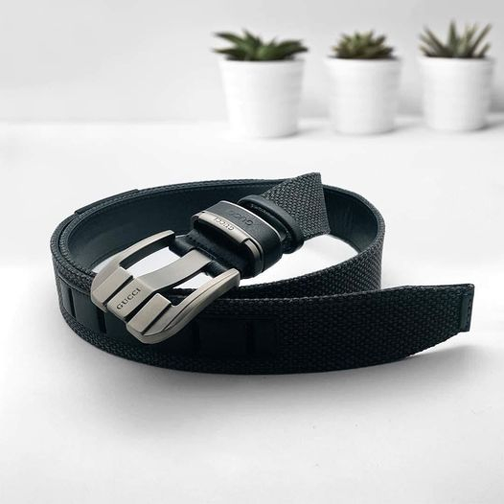 Leather And Metal Belt for Men - Black