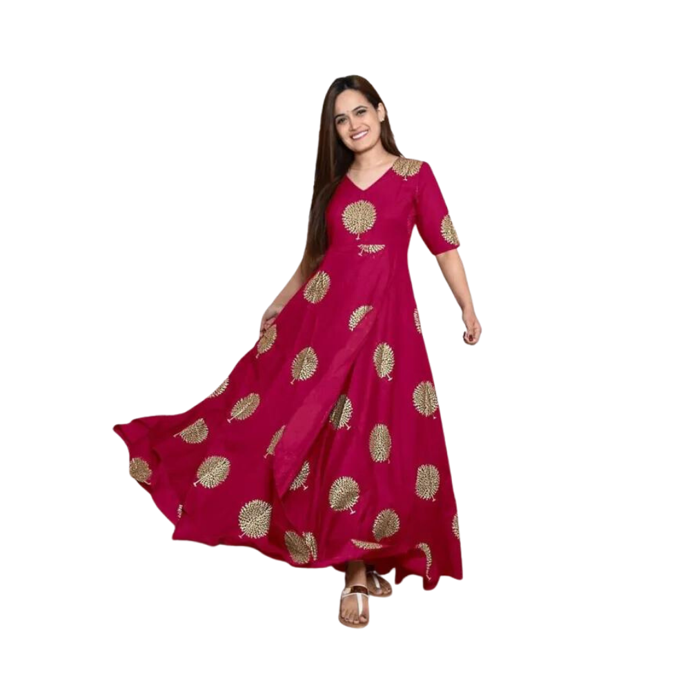 Readymade Linen One Piece Kurti For Women - Maroon