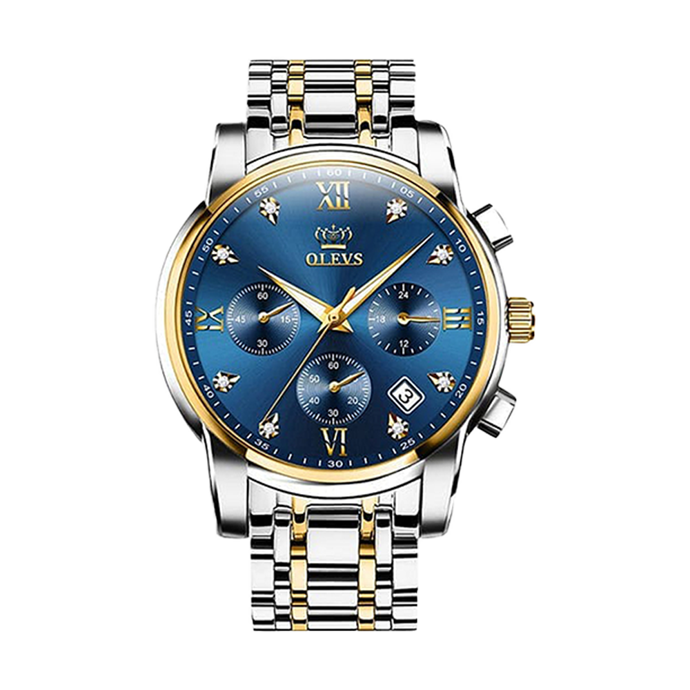 Olevs 2858 Stainless Steel Wrist Watch For Men - Toton Blue