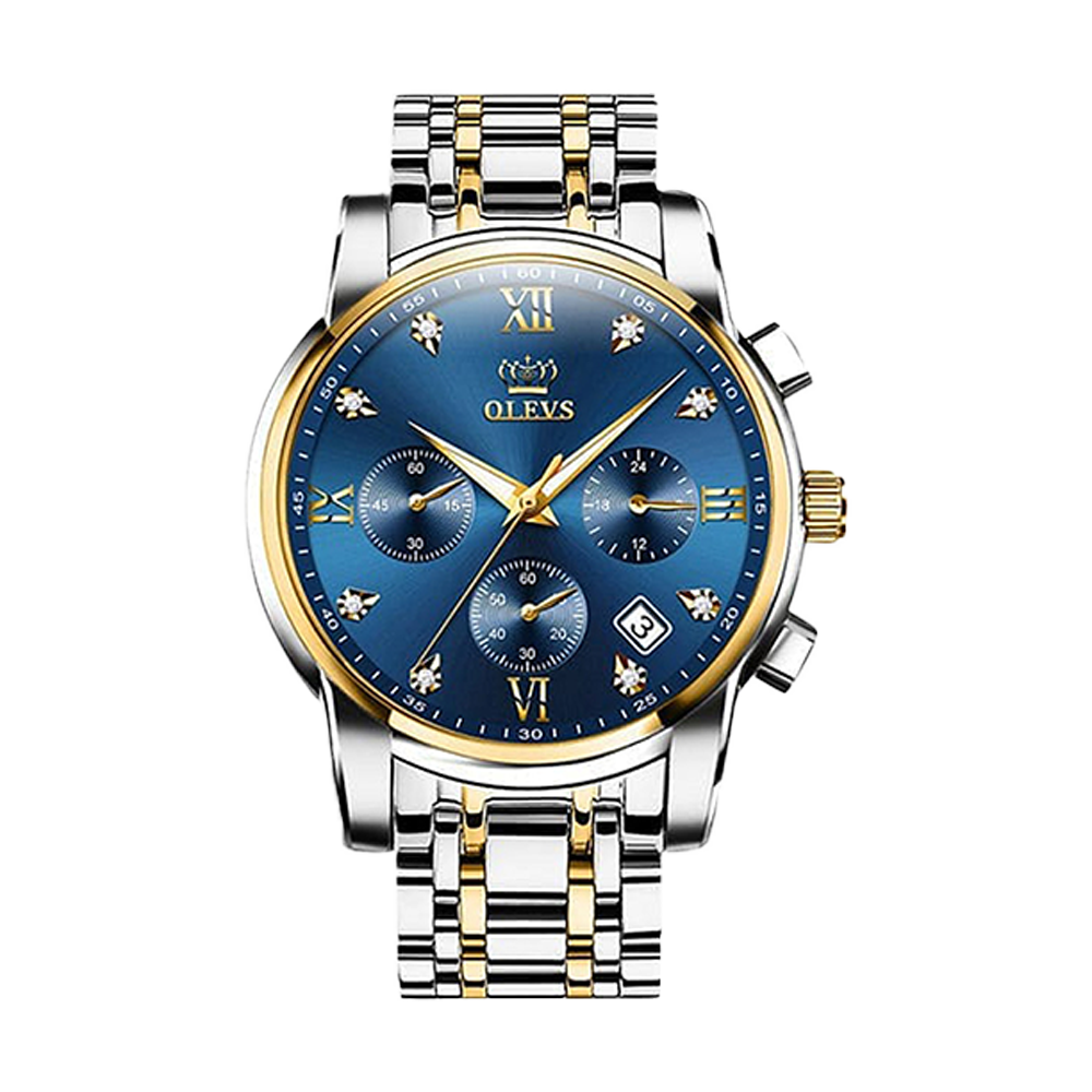 Olevs 2858 Stainless Steel Wrist Watch For Men - Toton Blue