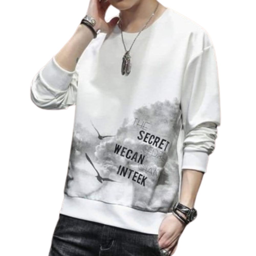 Terry Cotton Winter Sweat Shirt For Men - White - SWT-02