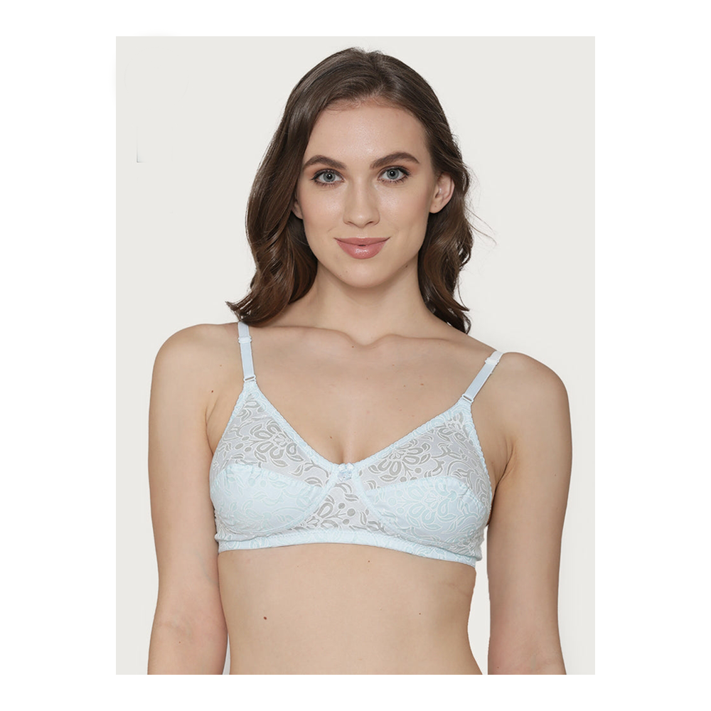 Kalyani Cotton Comfort Wirefree Non Padded Bra For Women - Sky Blue