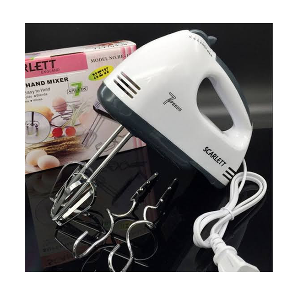 Scarlett Electric Egg Beater and Hand Mixer - 180W - White 