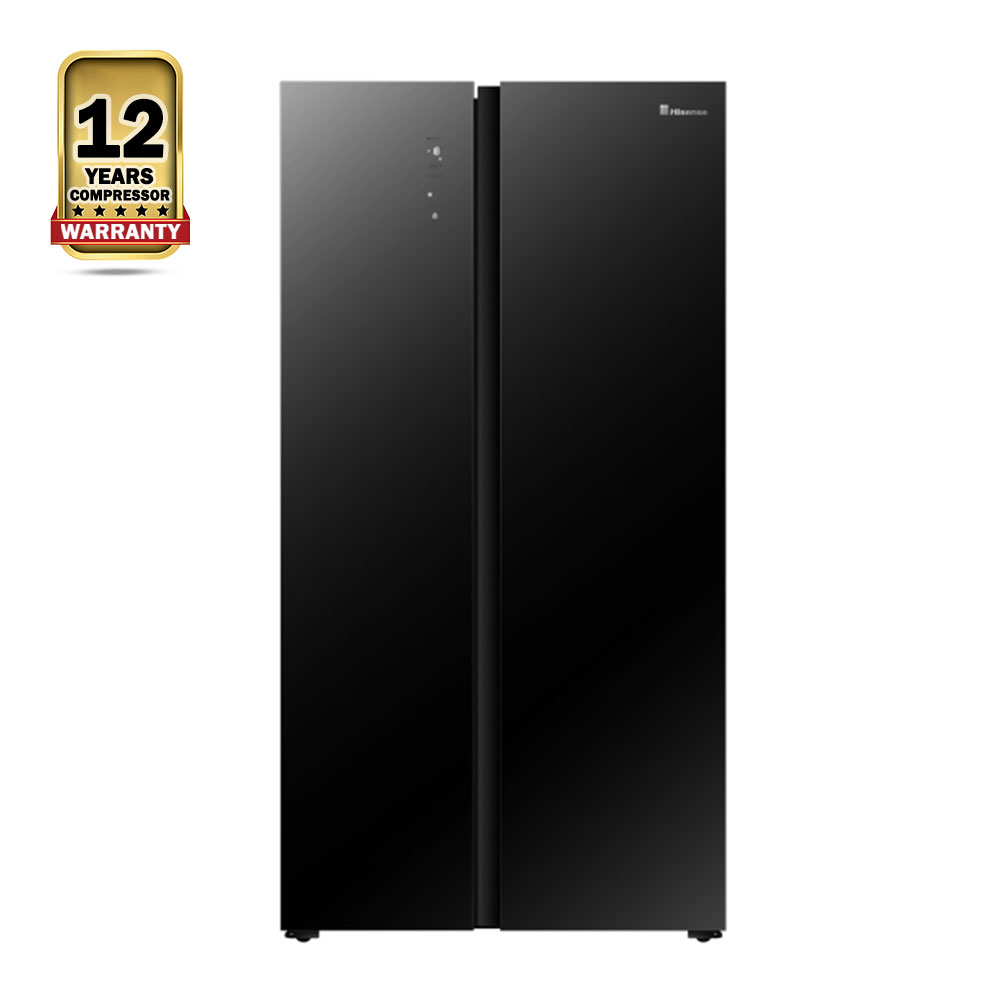 Hisense 566 L Side By Side Refrigerator-Black (Glass Door)