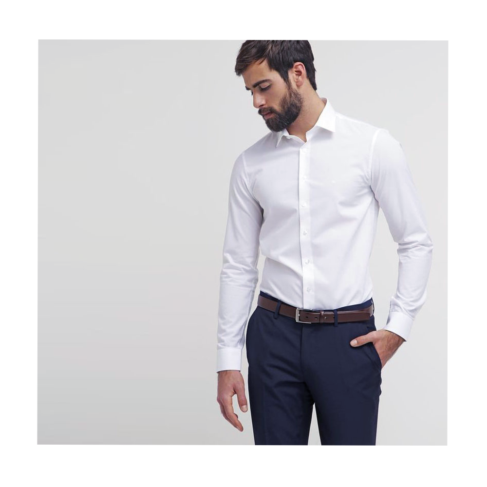 Cotton Full Sleeve Formal Shirt For Men - White - 4158