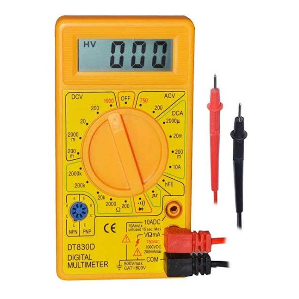 DT830D Digital Multimeter DC AC Voltage Current A Resistance ohm Test - Yellow