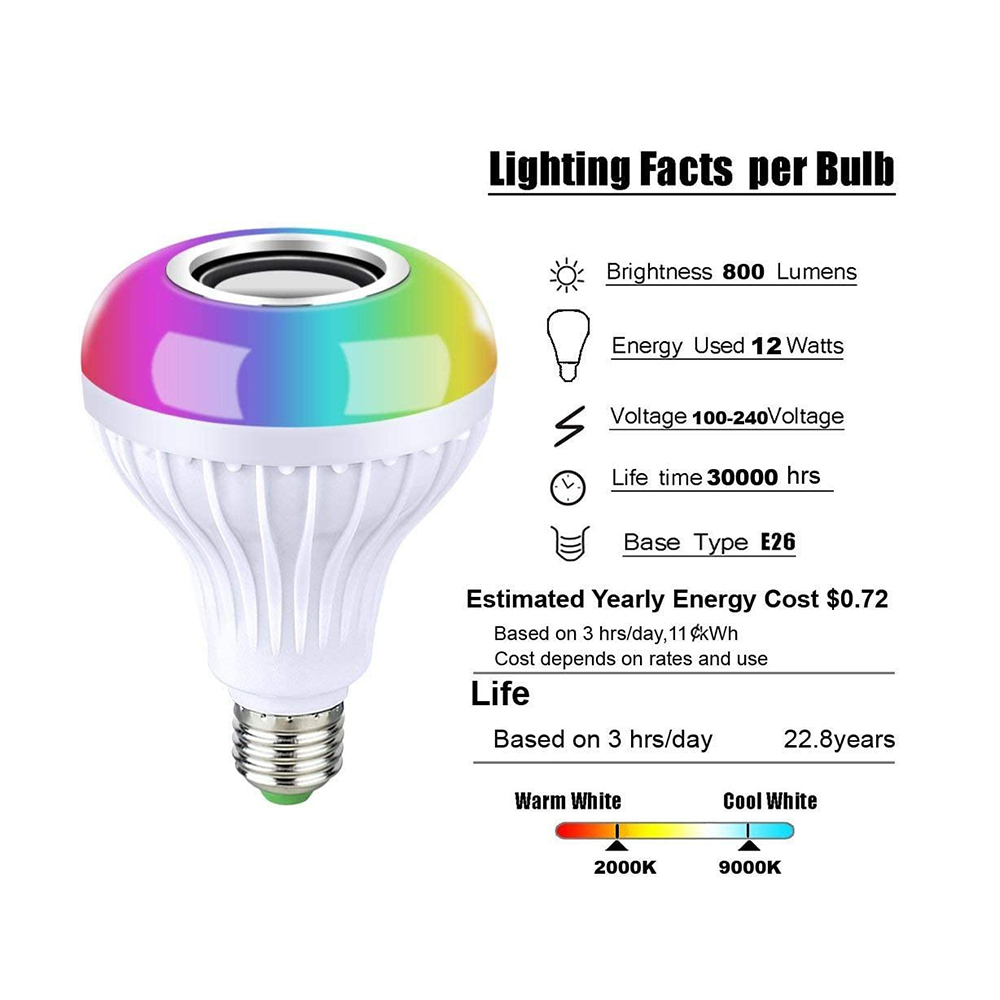 Remote Control Bluetooth Led Smart Music Colored Led Light Bulb