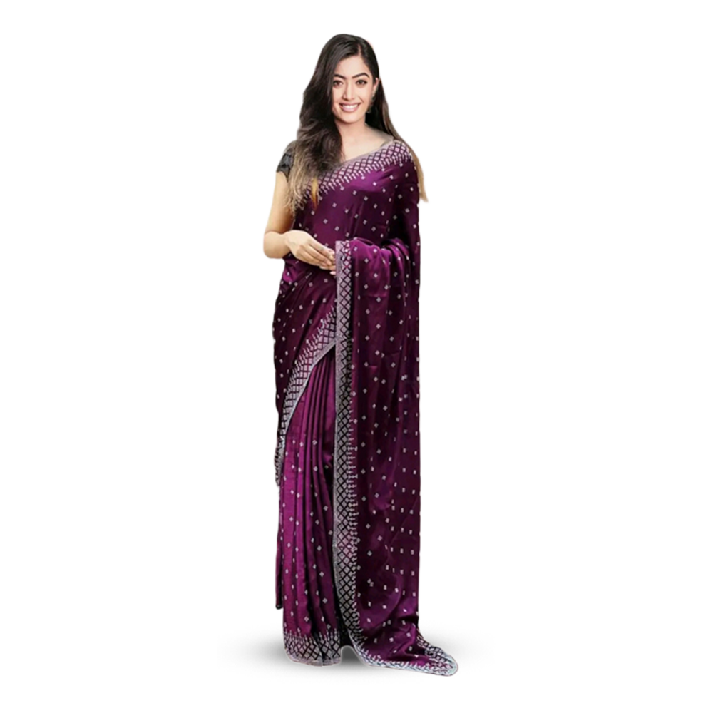 Soft Weightless Georgette Saree With Blouse Pieces for Women - Purple - SJ-15