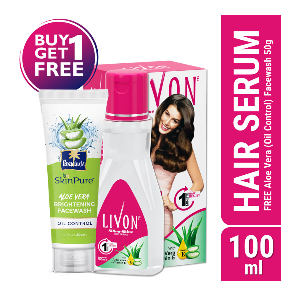 Buy 1 Livon Hair Serum - 100ml & Get 1 Aloe Vera Facewash - Oil Control - 50gm FREE
