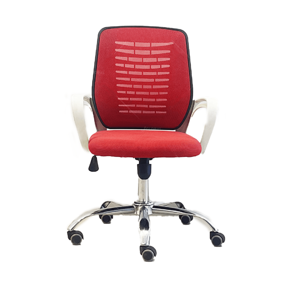 Fabric and Plastic Regular Executive Office Chair - Red and White