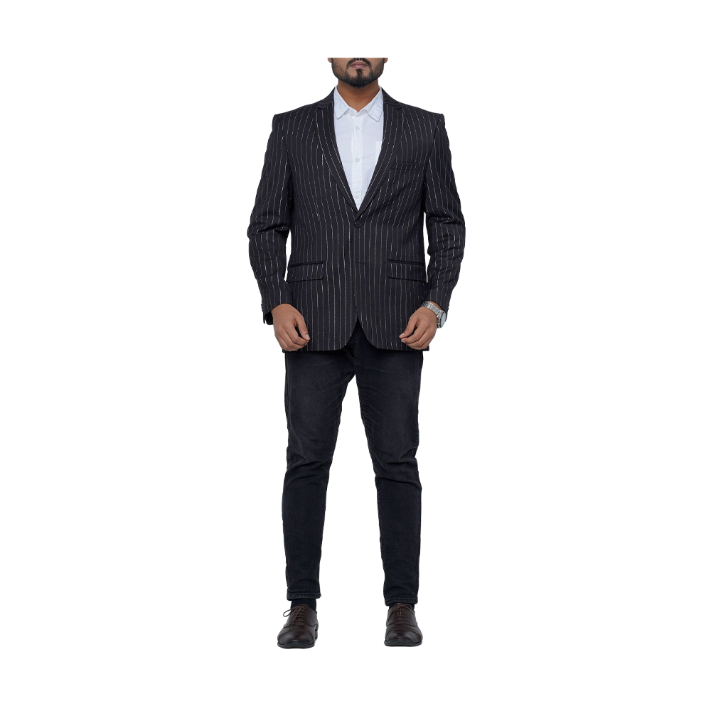 OCODE Cotton Single Blazer for Men - Black Check - MSB-7740