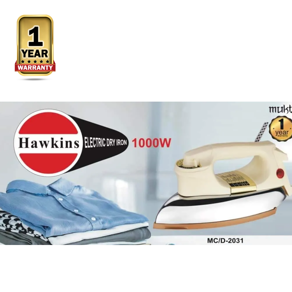 Hawkins Electric Automatic Dry Iron - 1000 Watt - White