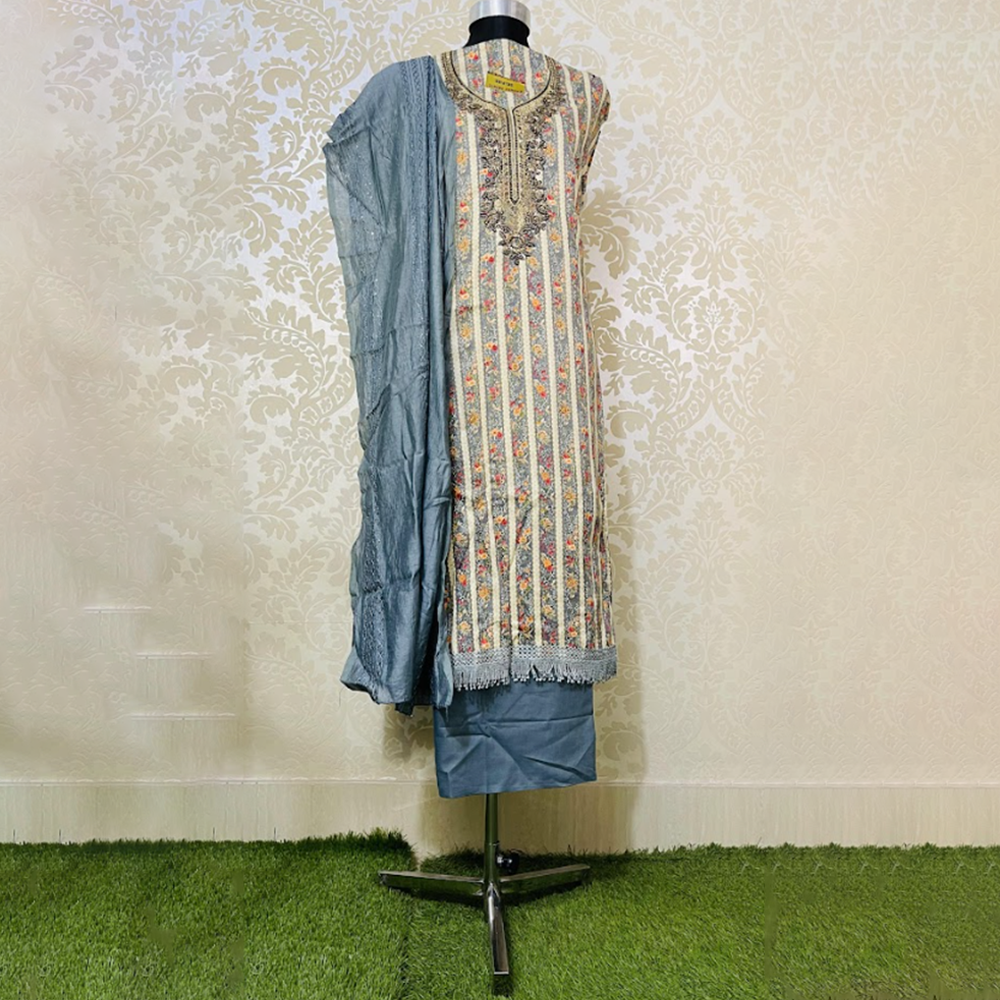 Unstitched Cotton Salwar Kameez For Women - Multicolor - A-6