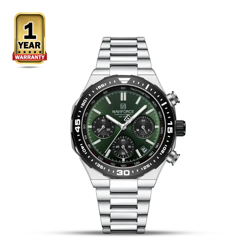 NAVIFORCE 8049 Stainless Steel Luxury Watch For Men - Silver Green