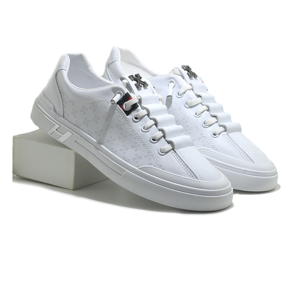 Pu Leather Sneaker Shoe For Men - White - MSK 282