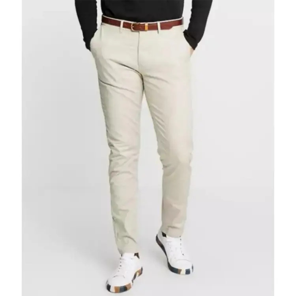 Cotton Semi Stretched Chinos Gabardine Pant For Men - Deep White - PGS030