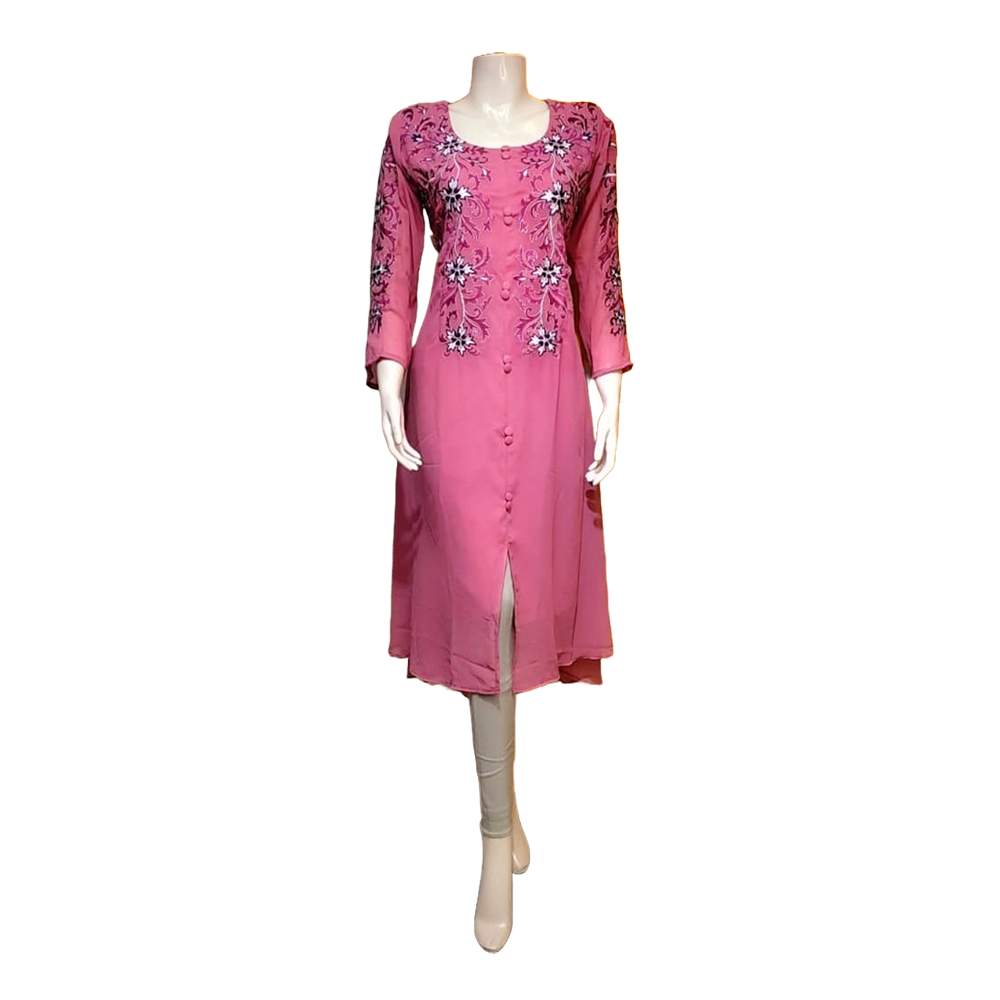 Soft Georgette Stitched Gown for Women - Magenta - SGE-01