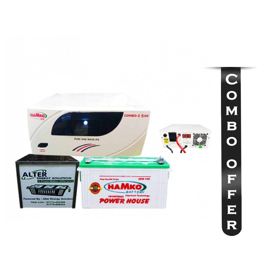 Combo Of Hamko 600VA Inverter IPS With Hamko HPD-100AH Battery and A Sturdy Battery Box