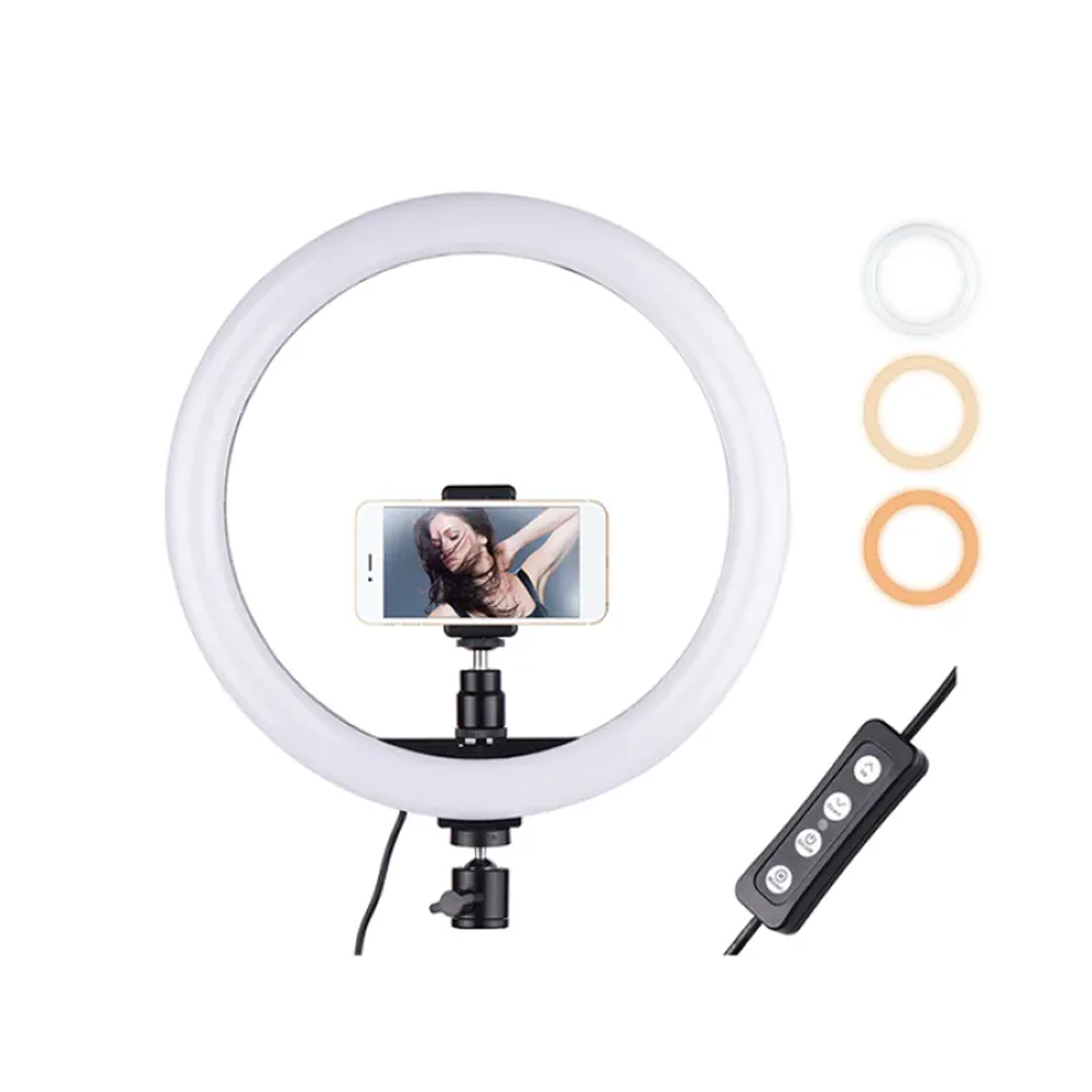 Tripod With 12 Inches Ring Light - Black