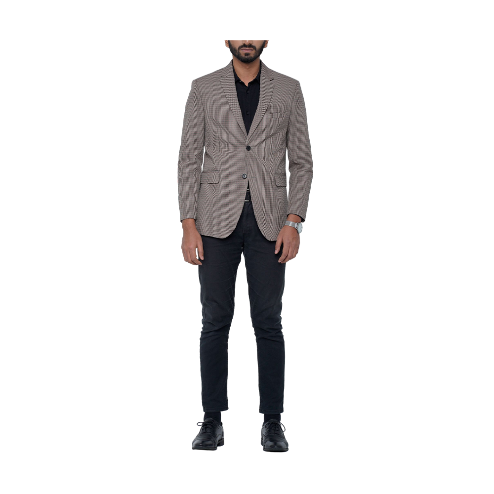 OCODE Cotton Single Blazer For Men - Grey - MB-7811