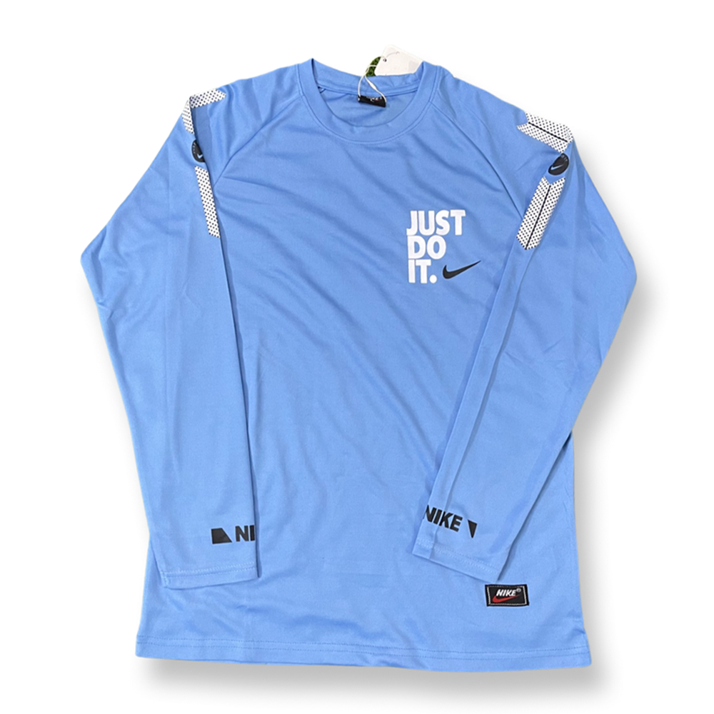 Full Sleeve Mesh Just Do It Jersey T-shirt - Sky Blue - 1058