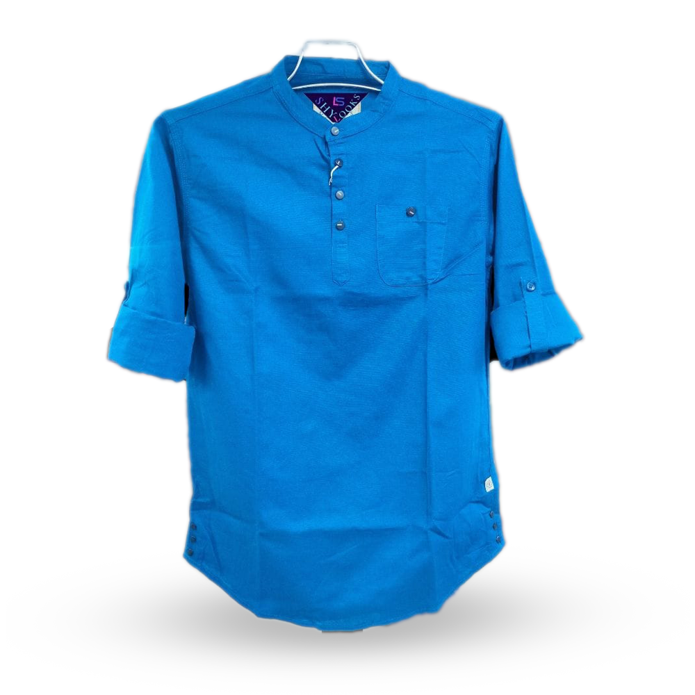 Cotton Full Sleeve Katua For Men - Blue - OP206