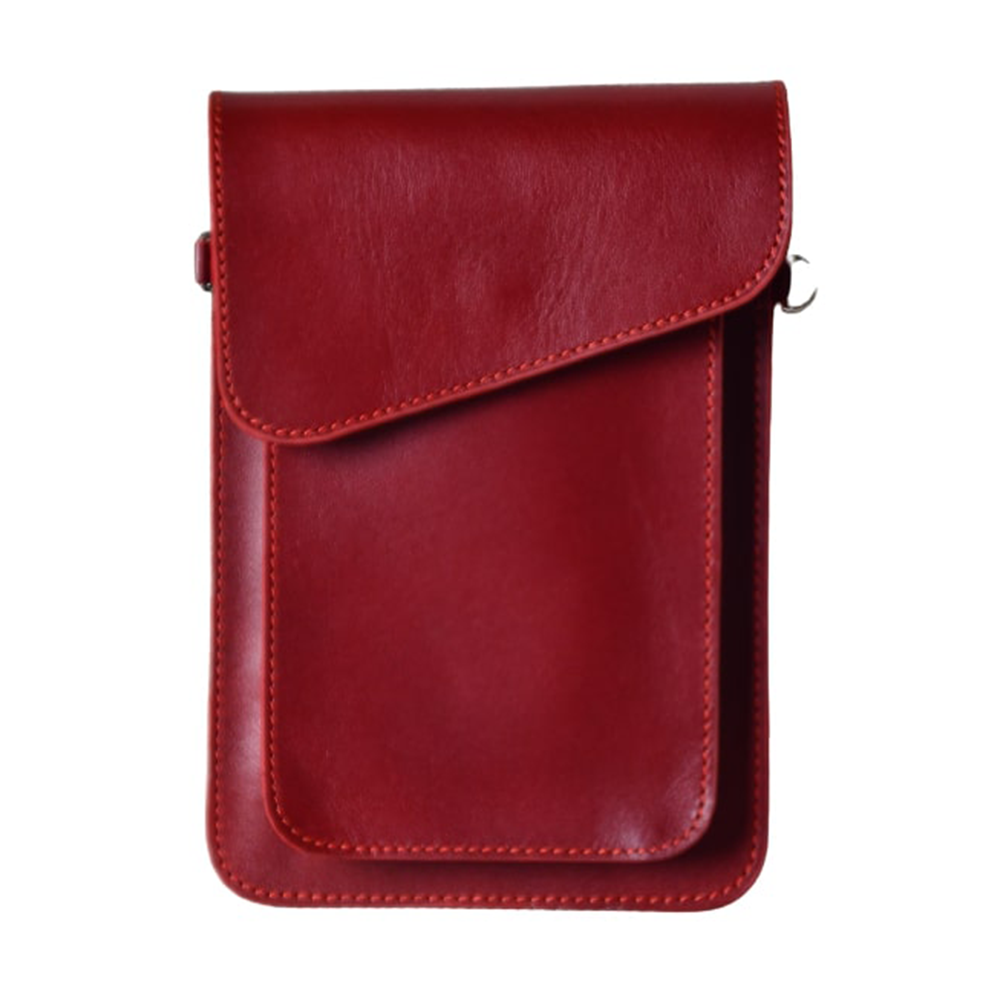 Loretta Leather Mobile Bag For Women - LLB - 0033 - Red Wine