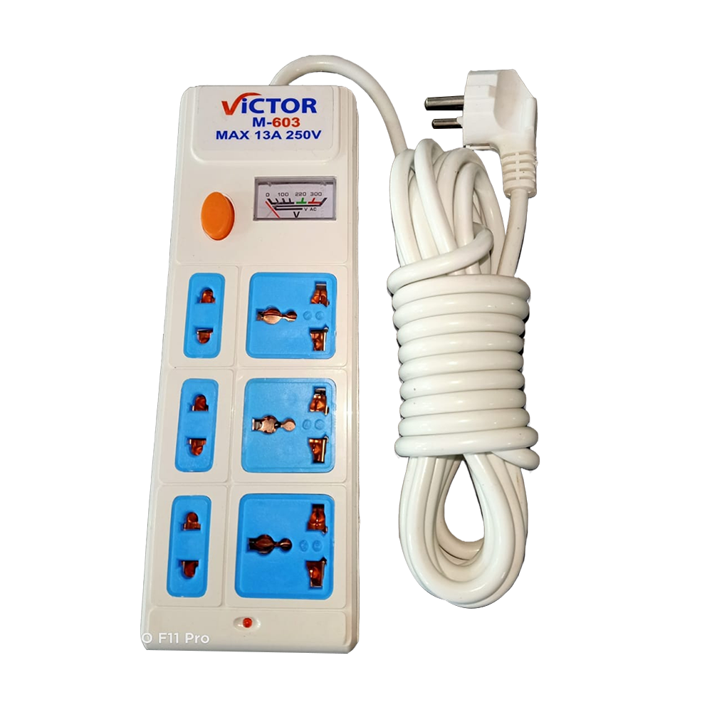 Victor M-603 6 points Multiplug 5 Mtr- White